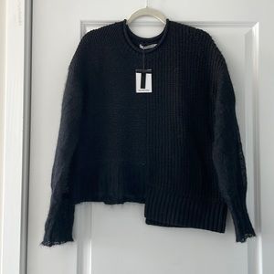 Black asymmetric hem knit sweater size medium by Alexander Wang